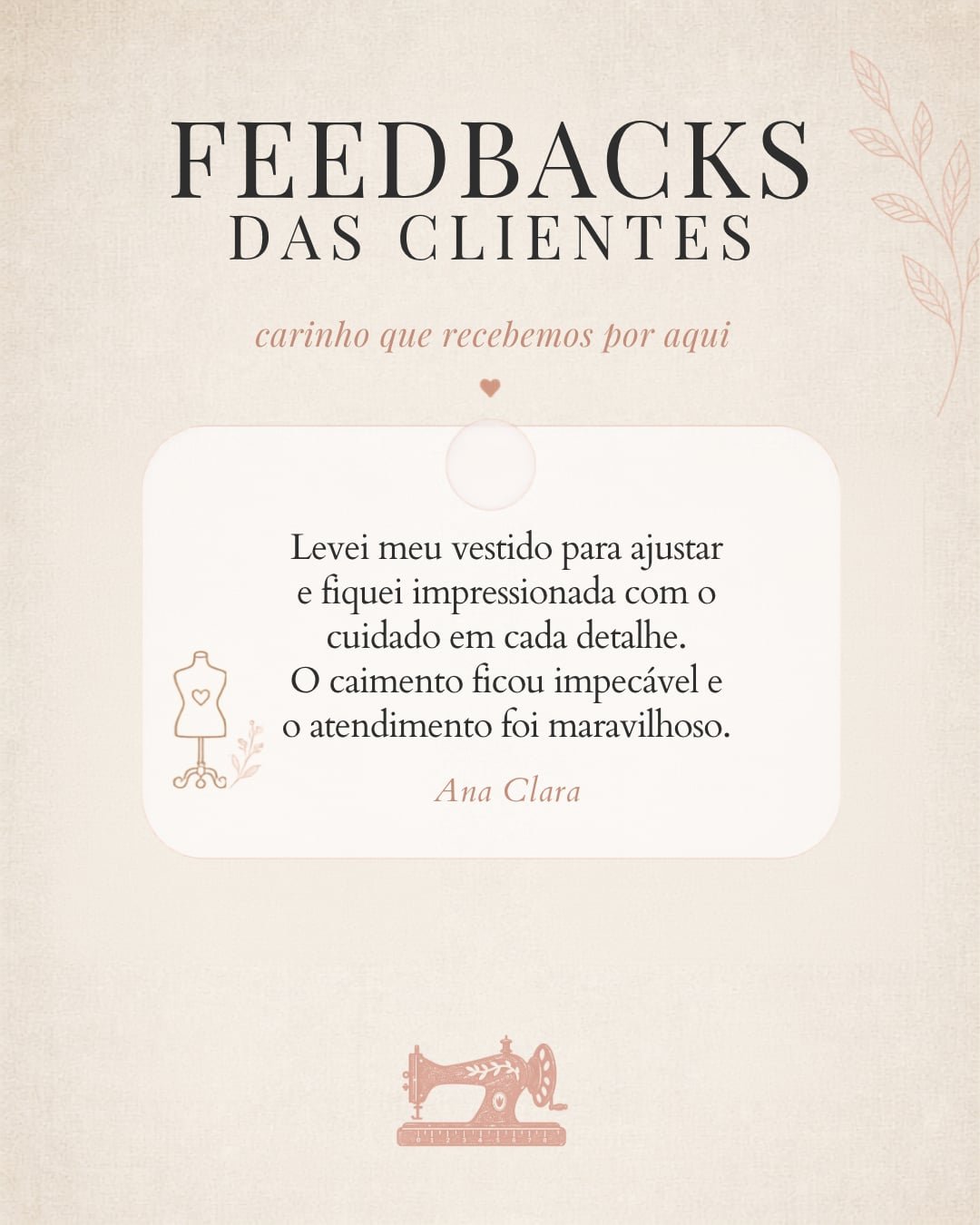 Feedback publicado da cliente Ana Clara sobre o ajuste do vestido